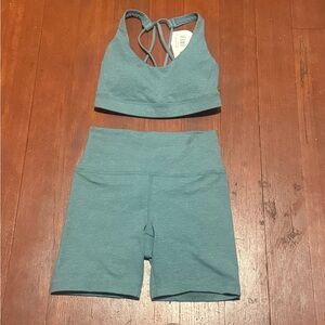 NWT Prana teal Activewear shorts and bra Set xs